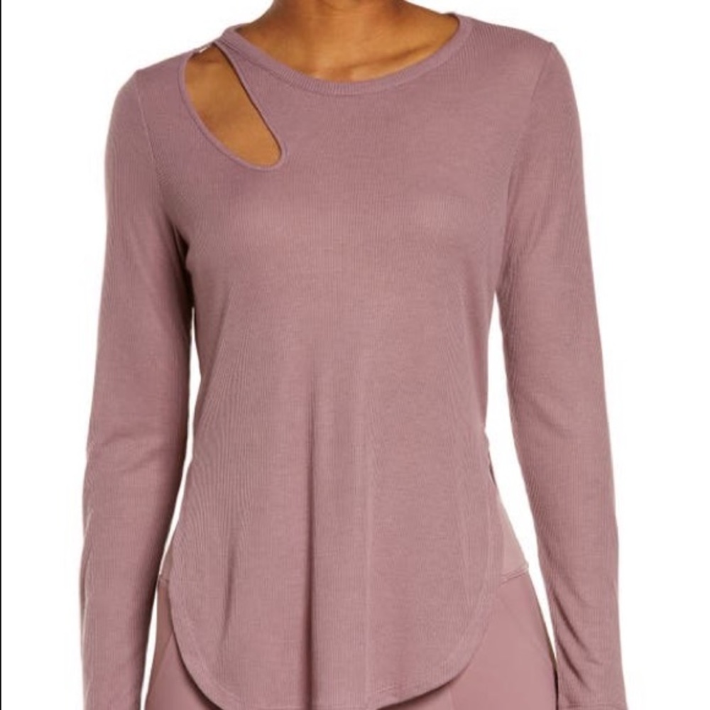ALO Peak Yoga Ribbed Cutout Long Sleeve T Shirt Top Size Medium